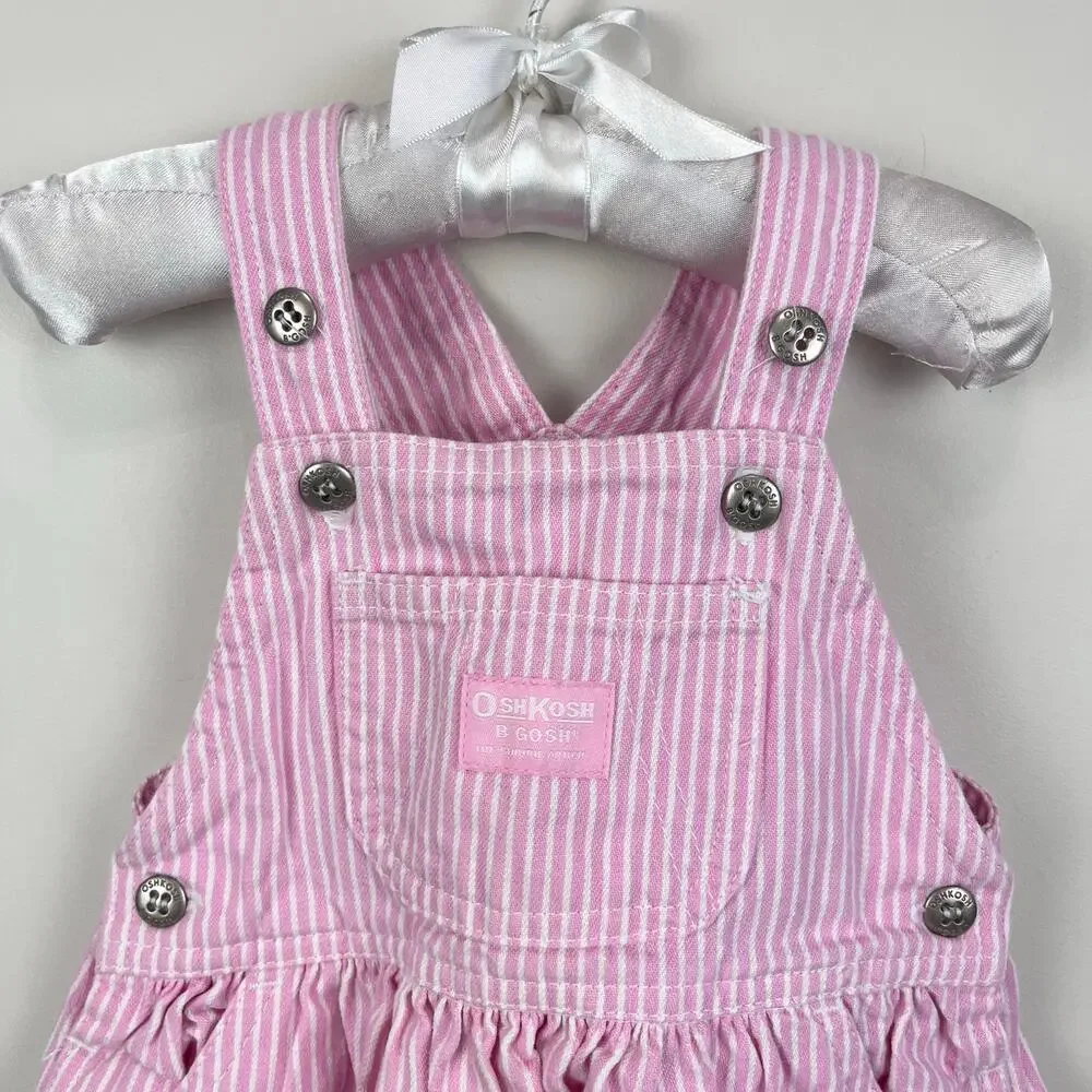 Vintage OshKosh B'gosh Pink Stripe Jumper Skirtall 12 Months